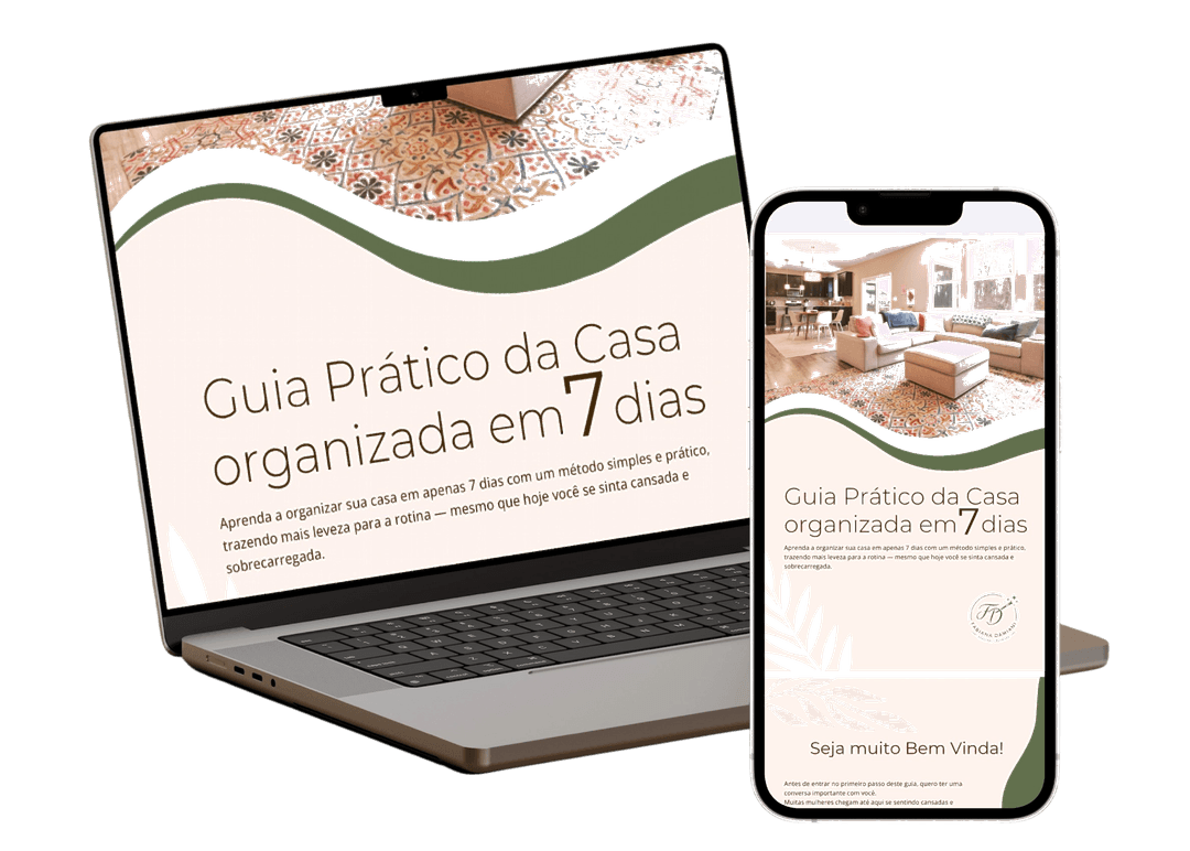 E-book Guia Prático da Casa Organizada no laptop e celular
